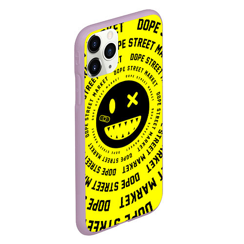 Чехол iPhone 11 Pro матовый Счастливый Смайлик Yellow Dope Street Market / 3D-Сиреневый – фото 2