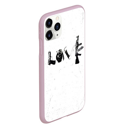 Чехол iPhone 11 Pro матовый Banksy Бэнкси LOVE / 3D-Розовый – фото 2