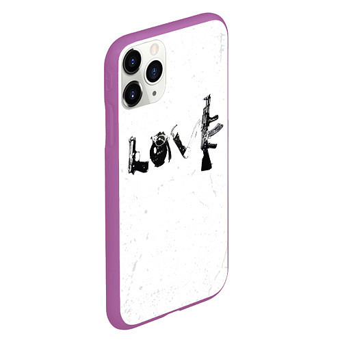 Чехол iPhone 11 Pro матовый Banksy Бэнкси LOVE / 3D-Фиолетовый – фото 2