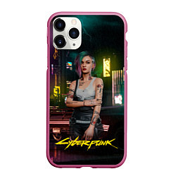 Чехол iPhone 11 Pro матовый Judy cyberpunk2077, цвет: 3D-малиновый