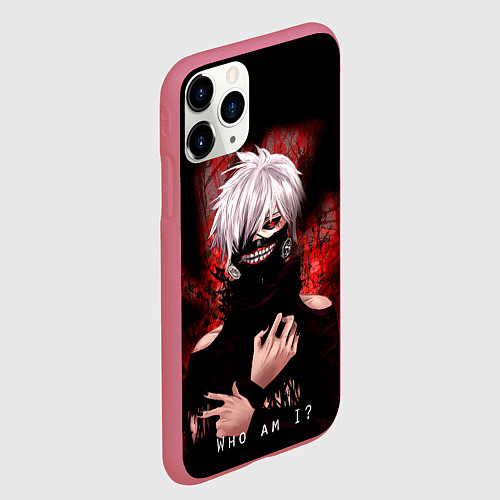 Чехол iPhone 11 Pro матовый Tokyo Ghoul Токийский Гуль Who am I / 3D-Малиновый – фото 2