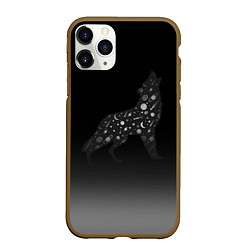 Чехол iPhone 11 Pro матовый Звездный черный волк, цвет: 3D-коричневый
