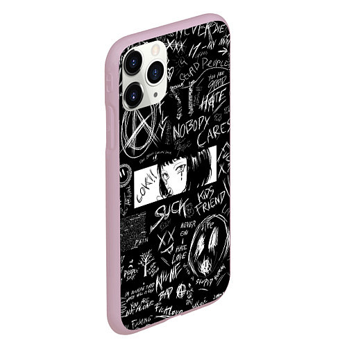 Чехол iPhone 11 Pro матовый Аниме Анархия eyes love / 3D-Розовый – фото 2