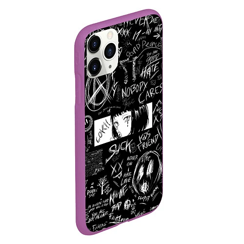 Чехол iPhone 11 Pro матовый Аниме Анархия eyes love / 3D-Фиолетовый – фото 2