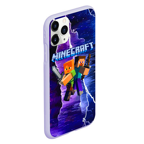 Чехол iPhone 11 Pro матовый Minecraft Neon / 3D-Светло-сиреневый – фото 2