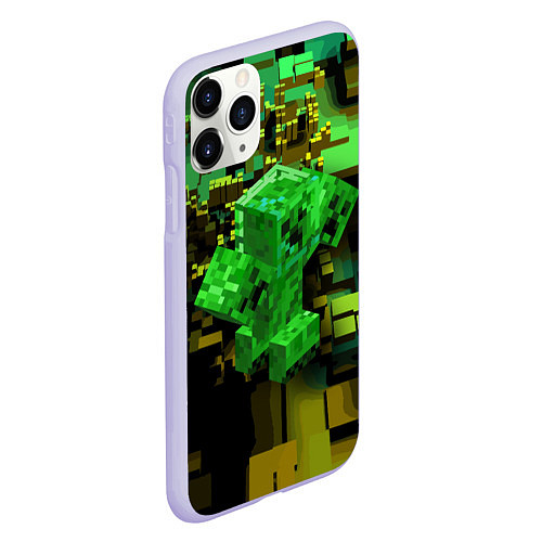 Чехол iPhone 11 Pro матовый Minecraft Creeper Mob / 3D-Светло-сиреневый – фото 2