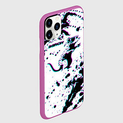 Чехол iPhone 11 Pro матовый BANKSY БЭНКСИ крыса в очках глитч, цвет: 3D-фиолетовый — фото 2