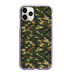 Чехол iPhone 11 Pro матовый Камуфляж лесной с высокотехнологичной гексагональн