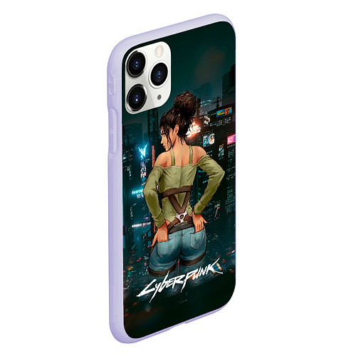 Чехол iPhone 11 Pro матовый Panam Панам Cyberpunk2077 / 3D-Светло-сиреневый – фото 2