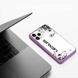 Чехол iPhone 11 Pro матовый Lexus texture Трещины, цвет: 3D-фиолетовый — фото 2