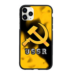 Чехол iPhone 11 Pro матовый USSR - СЕРП И МОЛОТ Пламя, цвет: 3D-черный