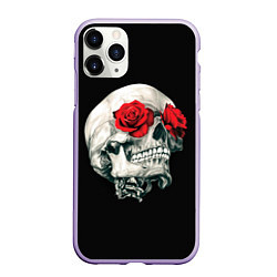 Чехол iPhone 11 Pro матовый Череп Розы, цвет: 3D-светло-сиреневый