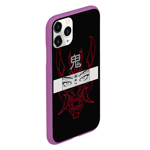 Чехол iPhone 11 Pro матовый Японский демон Oni / 3D-Фиолетовый – фото 2