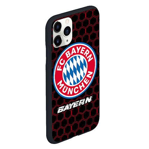 Чехол iPhone 11 Pro матовый БАВАРИЯ Bayern Соты / 3D-Черный – фото 2