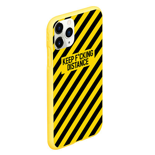 Чехол iPhone 11 Pro матовый Keep fucking distance / 3D-Желтый – фото 2