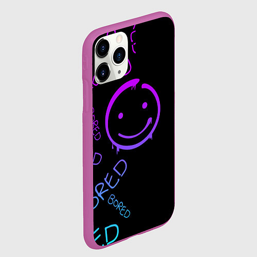 Чехол iPhone 11 Pro матовый Neon Bored Half pattern / 3D-Фиолетовый – фото 2
