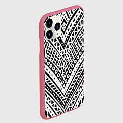 Чехол iPhone 11 Pro матовый Абстракция черно-белая Волны, полосы, вензеля Моно, цвет: 3D-малиновый — фото 2