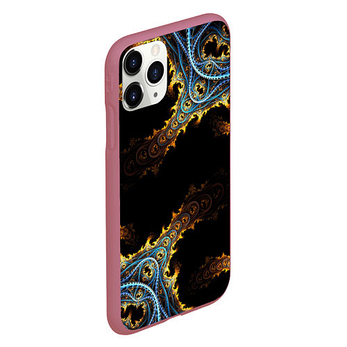 Чехол iPhone 11 Pro матовый Огненные фракталы 3d / 3D-Малиновый – фото 2