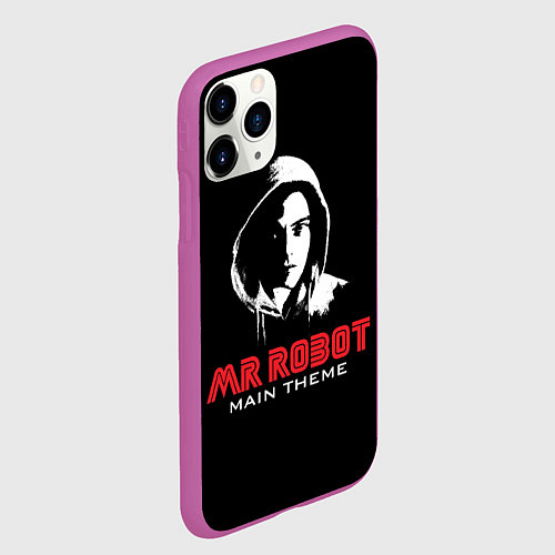 Чехол iPhone 11 Pro матовый MR ROBOT Хакер / 3D-Фиолетовый – фото 2