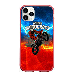 Чехол iPhone 11 Pro матовый Extreme Motocross, цвет: 3D-красный