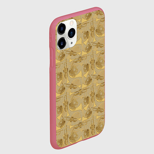 Чехол iPhone 11 Pro матовый Медные Духовые Инструменты / 3D-Малиновый – фото 2