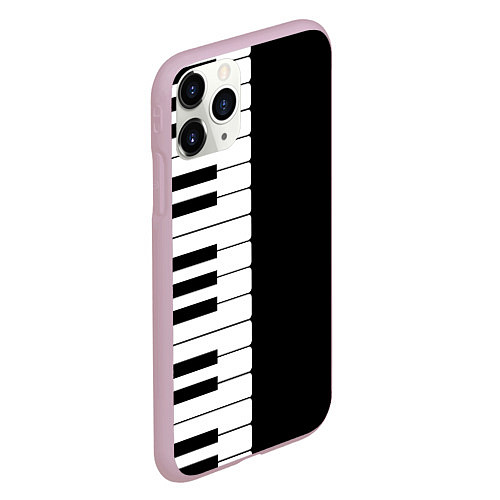 Чехол iPhone 11 Pro матовый Черно-Белое Пианино Piano / 3D-Розовый – фото 2