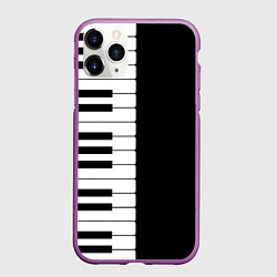 Чехол iPhone 11 Pro матовый Черно-Белое Пианино Piano, цвет: 3D-фиолетовый