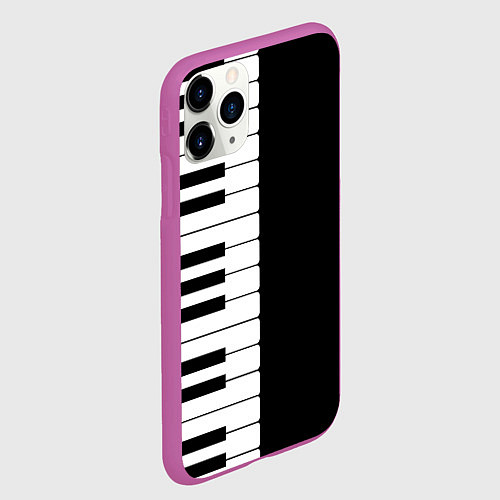 Чехол iPhone 11 Pro матовый Черно-Белое Пианино Piano / 3D-Фиолетовый – фото 2