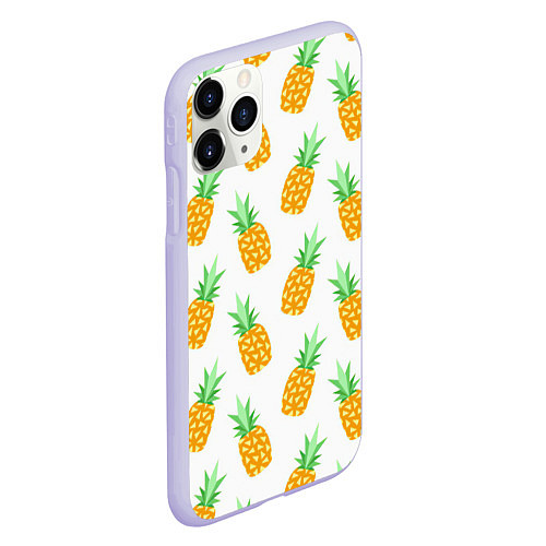 Чехол iPhone 11 Pro матовый Поле ананасов / 3D-Светло-сиреневый – фото 2