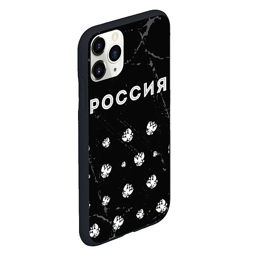 Чехол iPhone 11 Pro матовый РОССИЯ - ГЕРБ - Гранж / 3D-Черный – фото 2