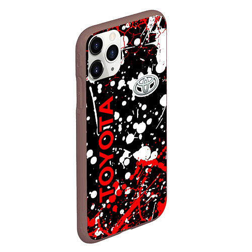 Чехол iPhone 11 Pro матовый Toyota тойота брызги красок / 3D-Коричневый – фото 2