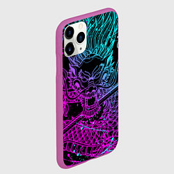 Чехол iPhone 11 Pro матовый НЕОНОВЫЕ ДРАКОНЫ NEON DRAGON БРЫЗГИ КРАСОК, цвет: 3D-фиолетовый — фото 2