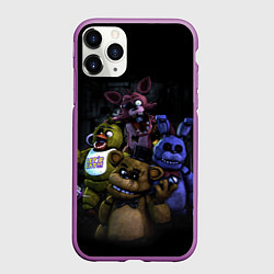 Чехол iPhone 11 Pro матовый Five Nights at Freddys - FNAF персонажи игры, цвет: 3D-фиолетовый