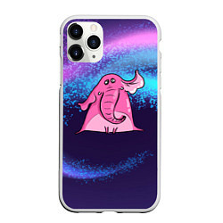 Чехол iPhone 11 Pro матовый Розовый слоник, цвет: 3D-белый
