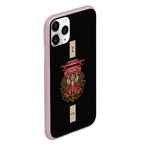 Чехол iPhone 11 Pro матовый Демон Они Иероглифы / 3D-Розовый – фото 2