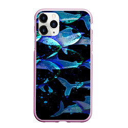 Чехол iPhone 11 Pro матовый На дне морском Акулы, цвет: 3D-розовый