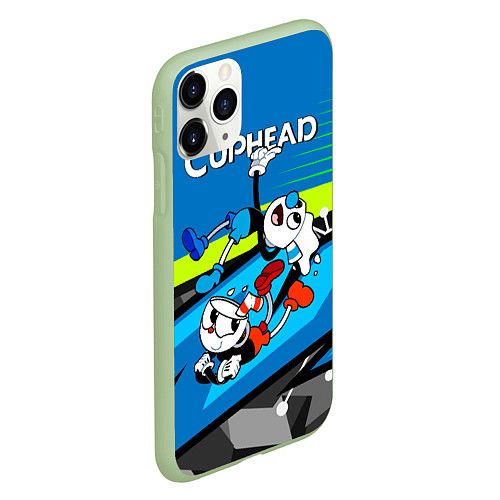 Чехол iPhone 11 Pro матовый 2 чашечки cuphead / 3D-Салатовый – фото 2