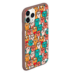 Чехол iPhone 11 Pro матовый Милые Разноцветные Котики, цвет: 3D-коричневый — фото 2