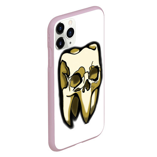 Чехол iPhone 11 Pro матовый Зуб череп / 3D-Розовый – фото 2