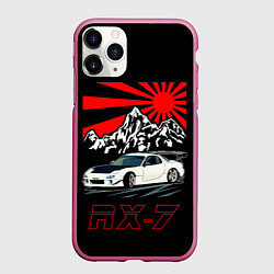 Чехол iPhone 11 Pro матовый Мазда RX - 7, цвет: 3D-малиновый