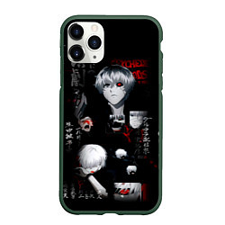 Чехол iPhone 11 Pro матовый Токийский Гуль Иероглифы Tokyo Ghoul, цвет: 3D-темно-зеленый