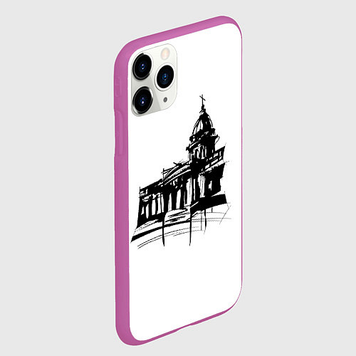 Чехол iPhone 11 Pro матовый Исаакиевский собор в ночи / 3D-Фиолетовый – фото 2