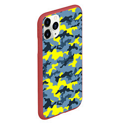 Чехол iPhone 11 Pro матовый Камуфляж Жёлто-Голубой, цвет: 3D-красный — фото 2