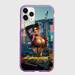 Чехол iPhone 11 Pro матовый Panam Cyberpunk2077 18, цвет: 3D-фиолетовый