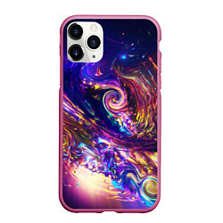 Чехол iPhone 11 Pro матовый Neon space pattern 3022, цвет: 3D-малиновый