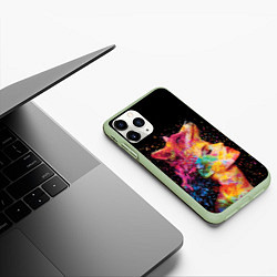 Чехол iPhone 11 Pro матовый Девушка -лиса, цвет: 3D-салатовый — фото 2