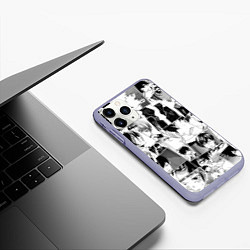 Чехол iPhone 11 Pro матовый Psycho Pass pattern, цвет: 3D-светло-сиреневый — фото 2