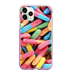 Чехол iPhone 11 Pro матовый Мармеладные червячки, цвет: 3D-розовый