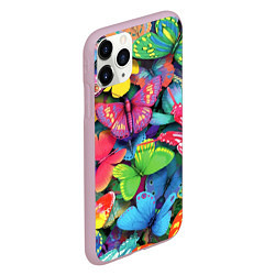 Чехол iPhone 11 Pro матовый Стая бабочек Pattern, цвет: 3D-розовый — фото 2