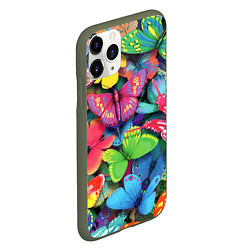 Чехол iPhone 11 Pro матовый Стая бабочек Pattern, цвет: 3D-темно-зеленый — фото 2